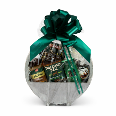 Darčekový kôš Tullamore DEW, káva, sladkosti - balenie v drevenom boxe